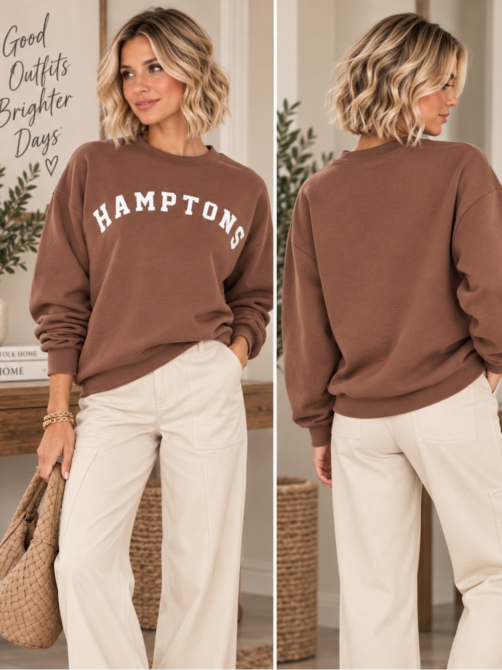 New Hamptons Crewneck Sweatshirt in Brown